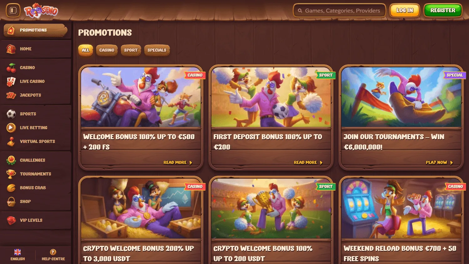 Roostino Casino promotions experience on desktop